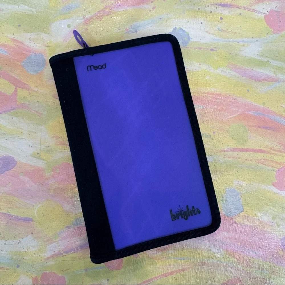 NEW Unused MEAD BRIGHTS 90’s Purple and Black Zippered Binder Planner